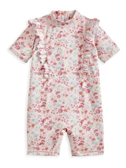 Mamas & Papas Pink Floral Print Short Sleeve Rashsuit