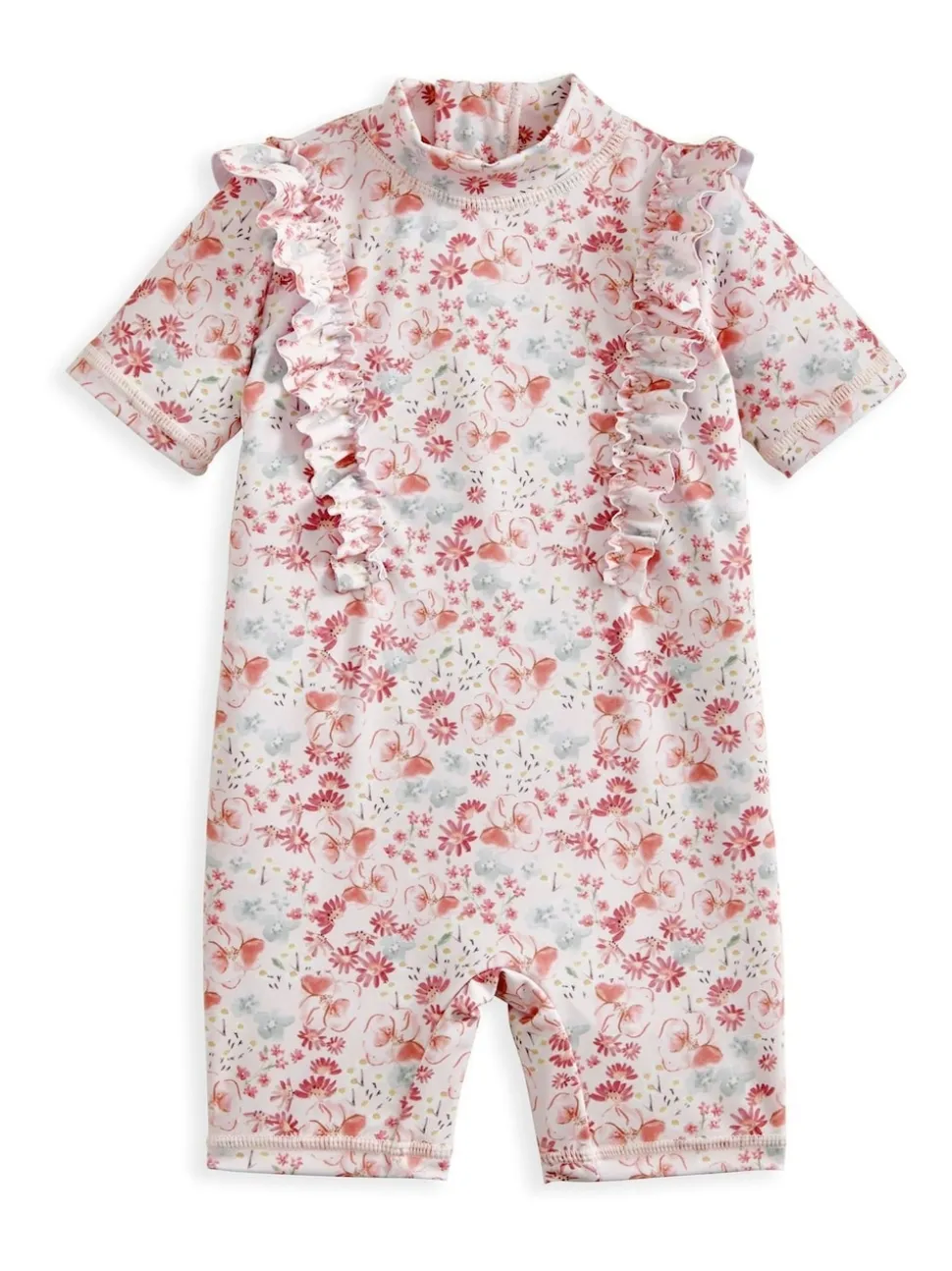 Mamas & Papas Pink Floral Print Short Sleeve Rashsuit