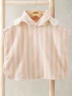 Mamas & Papas Pink Flower Petal Striped Towelling 100% Cotton Poncho