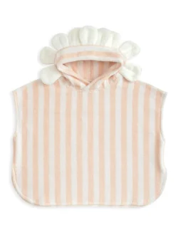 Mamas & Papas Pink Flower Petal Striped Towelling 100% Cotton Poncho