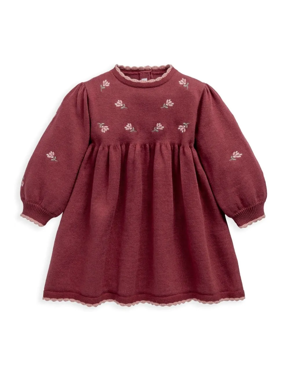 Mamas & Papas Red Red Floral Embroidered Knit Dress