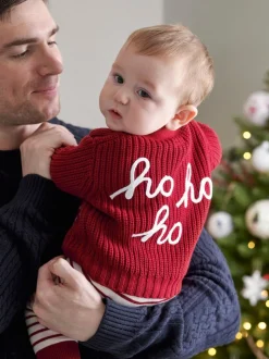 Mamas & Papas Red Red Ho Ho Ho Christmas Cardigan & Leggings Knit Set