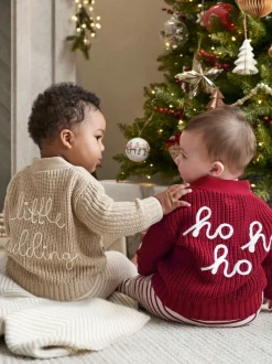 Mamas & Papas Red Red Ho Ho Ho Christmas Cardigan & Leggings Knit Set