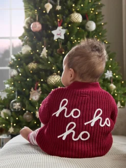 Mamas & Papas Red Red Ho Ho Ho Christmas Cardigan & Leggings Knit Set