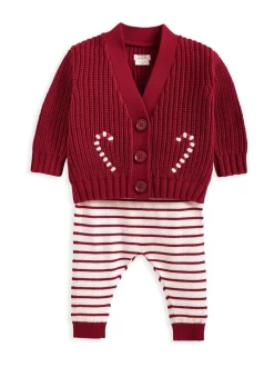 Mamas & Papas Red Red Ho Ho Ho Christmas Cardigan & Leggings Knit Set
