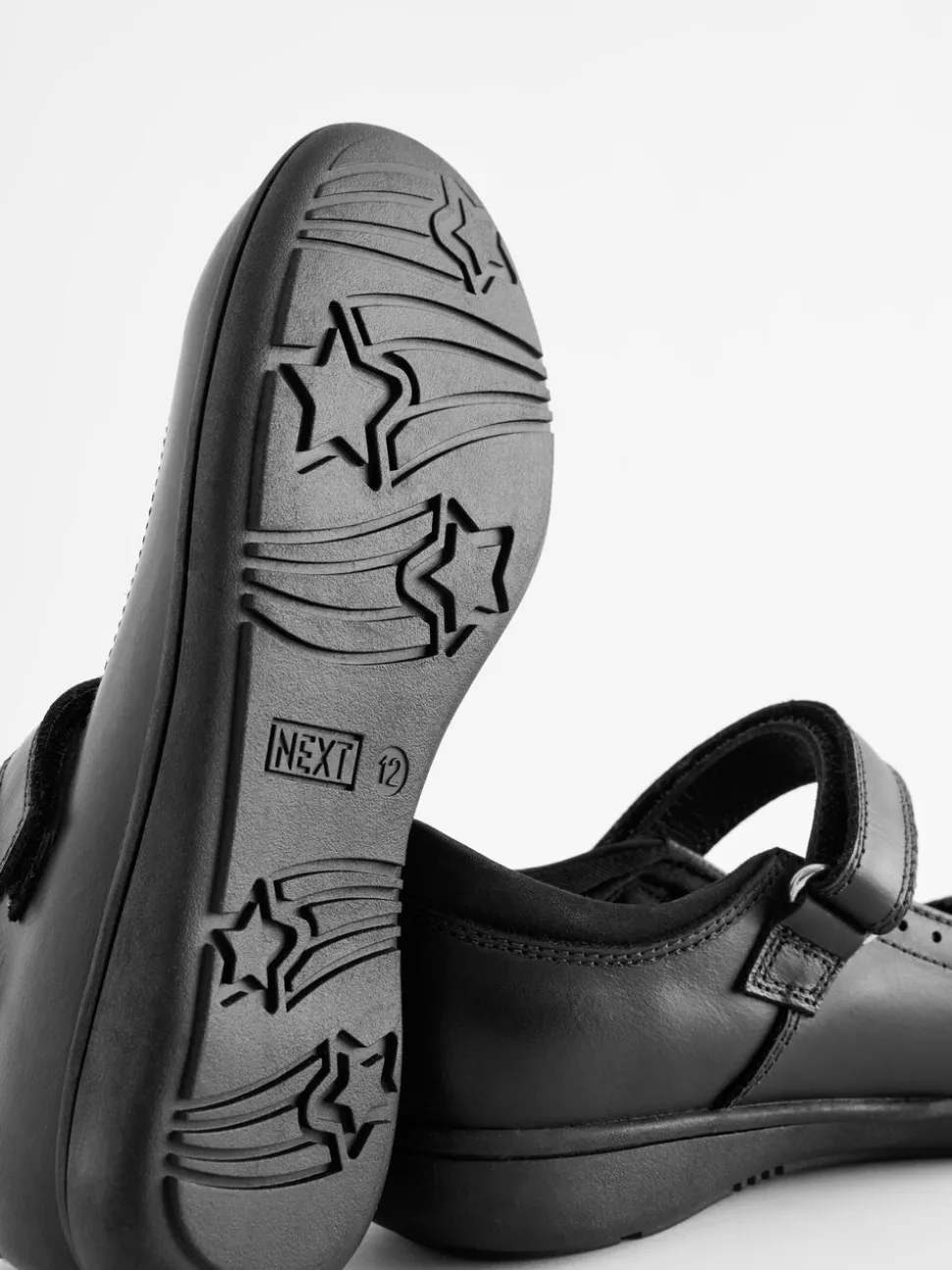 Matt Black Narrow Fit (E) School Leather Brogue Detail Mary Jane Shoes