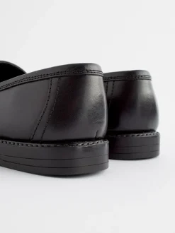 Matt Black Standard Fit (F) Leather Tassel Loafer School Shoes