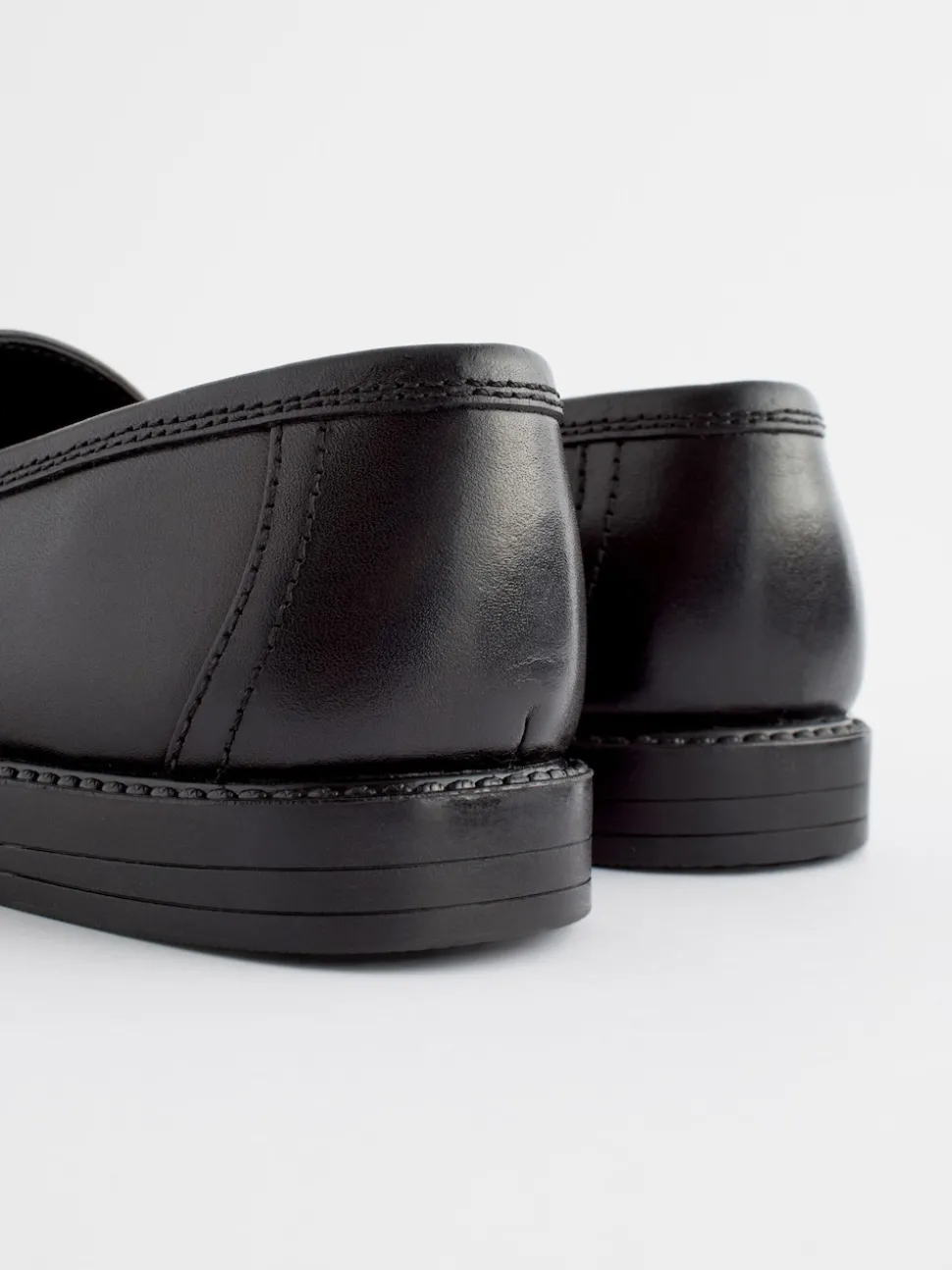 Matt Black Standard Fit (F) Leather Tassel Loafer School Shoes