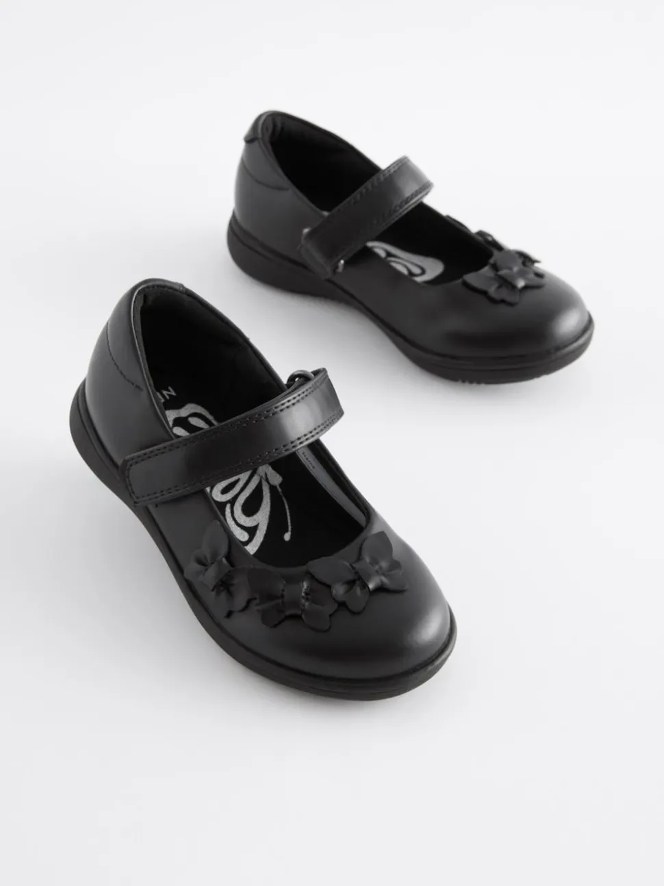 Matt Black Standard Fit (F) School Junior Butterfly Mary Jane Shoes
