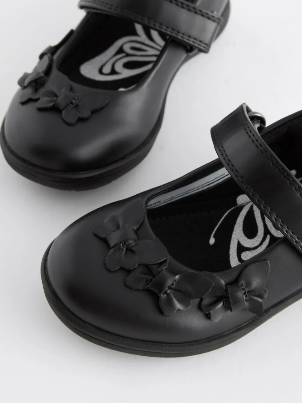 Matt Black Standard Fit (F) School Junior Butterfly Mary Jane Shoes