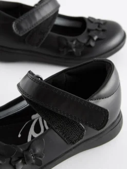 Matt Black Standard Fit (F) School Junior Butterfly Mary Jane Shoes