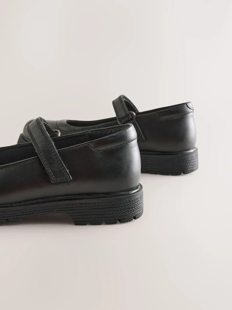 Matt Black Standard Fit (F) School Leather Chunky Mary Jane Shoes