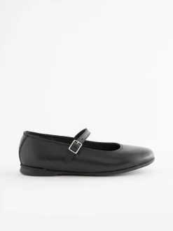 Matt Black Standard Fit (F) Leather Mary Jane School Shoes