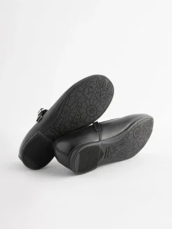 Matt Black Standard Fit (F) Leather Mary Jane School Shoes