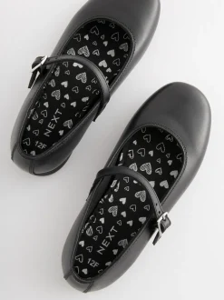 Matt Black Standard Fit (F) Leather Mary Jane School Shoes