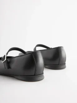 Matt Black Standard Fit (F) Leather Mary Jane School Shoes