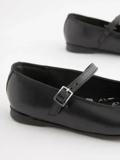 Matt Black Standard Fit (F) Leather Mary Jane School Shoes