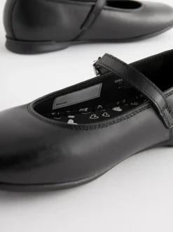 Matt Black Standard Fit (F) Leather Mary Jane School Shoes