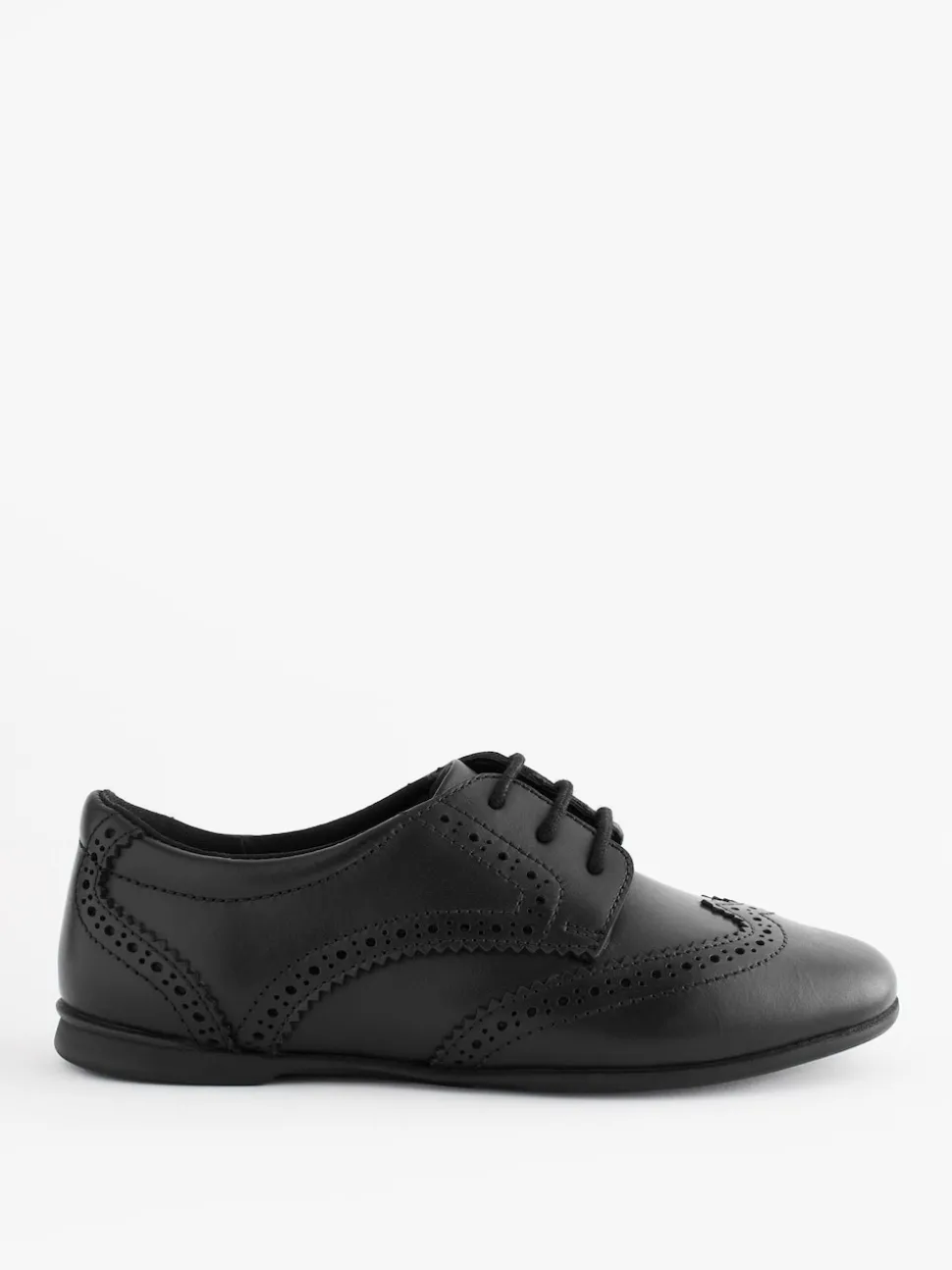 Matt Black Standard Fit (F) Leather Brogue Lace-Up School Shoes