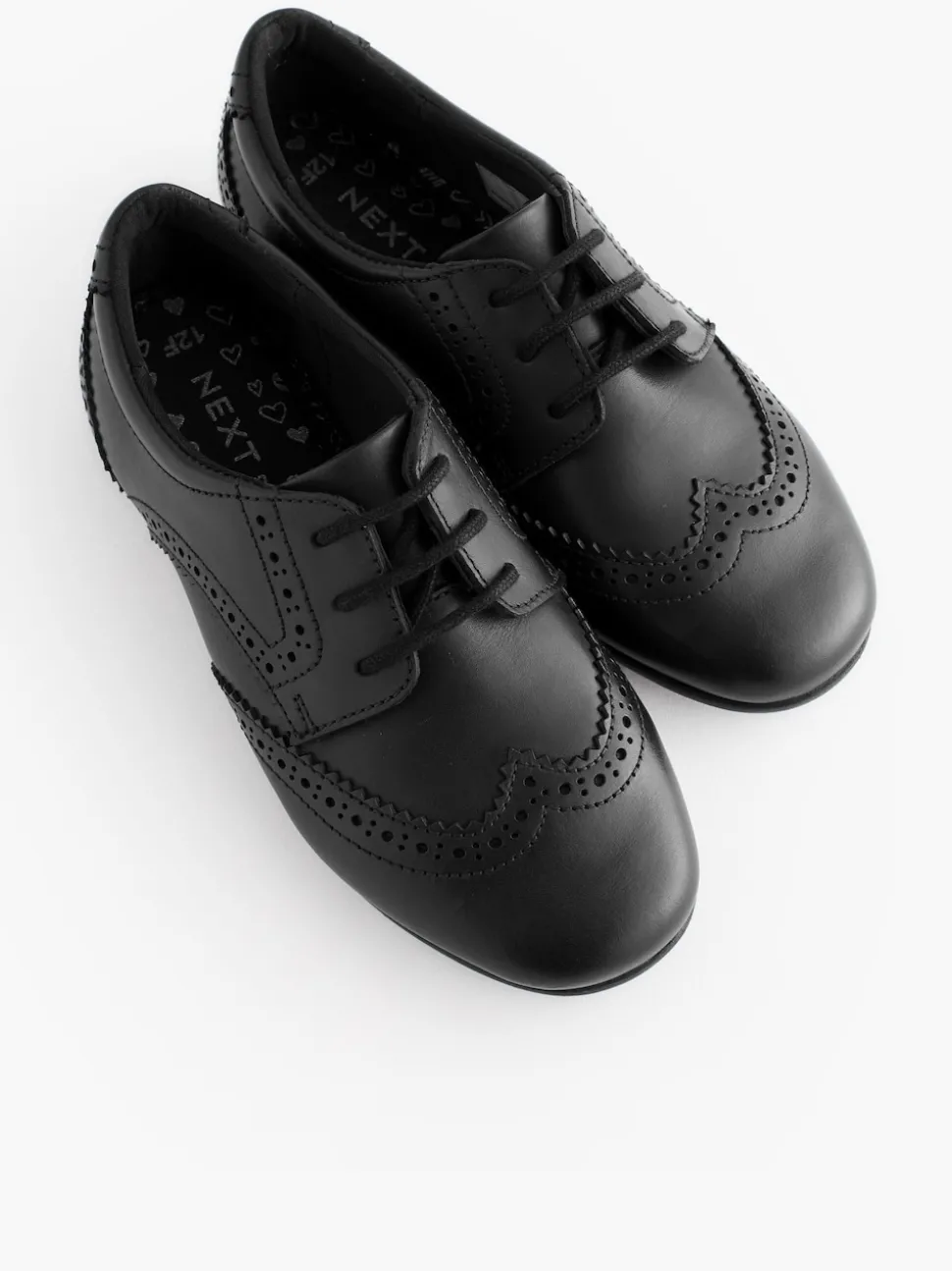 Matt Black Standard Fit (F) Leather Brogue Lace-Up School Shoes