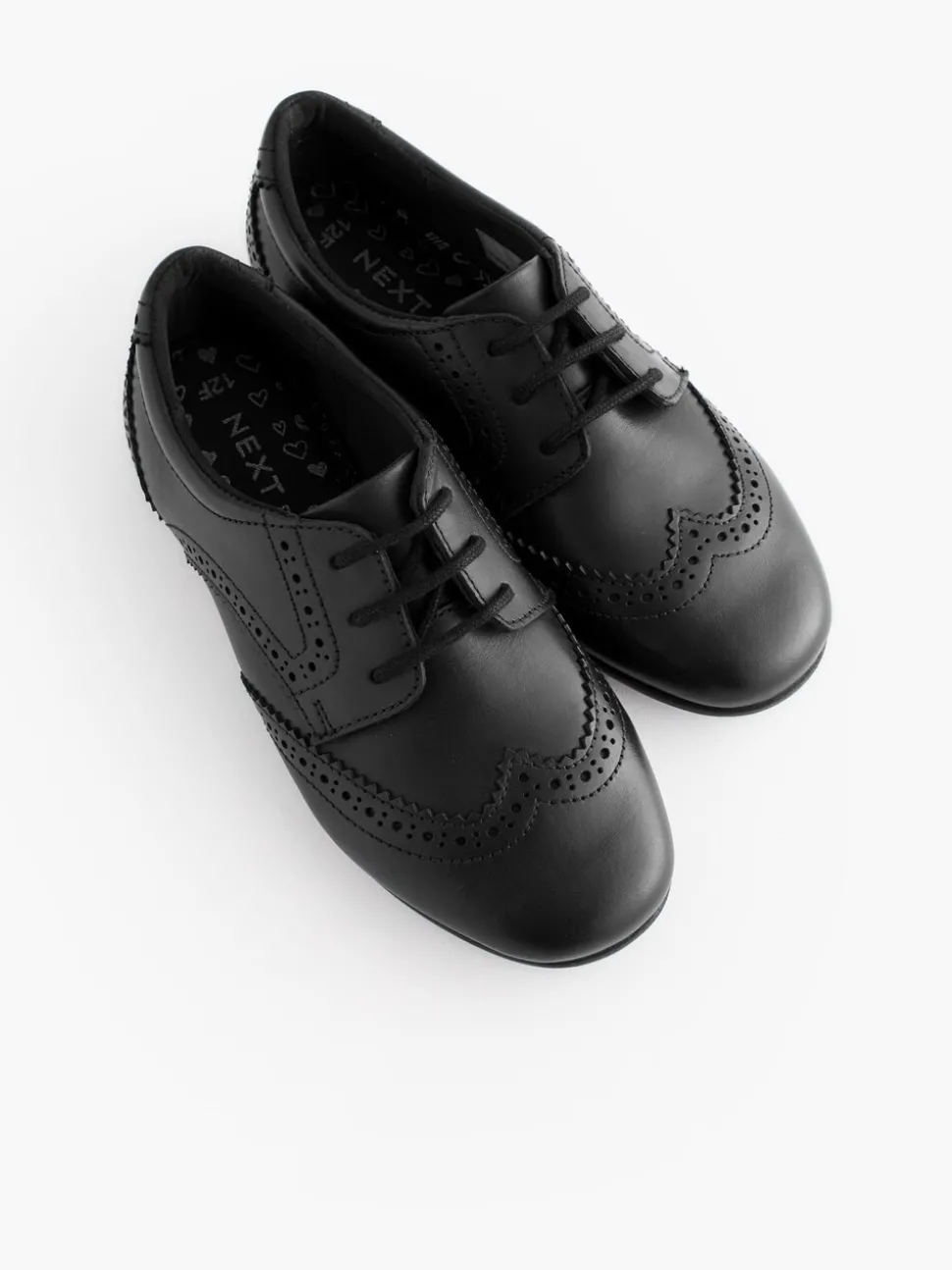 Matt Black Wide Fit (G) Leather Brogue Lace-Up School Shoes