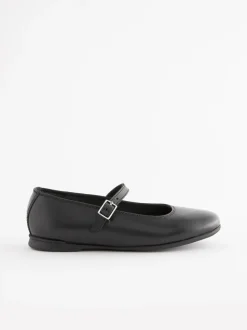 Matt Black Wide Fit (G) Leather Mary Jane School Shoes