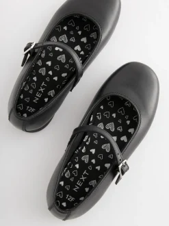 Matt Black Wide Fit (G) Leather Mary Jane School Shoes