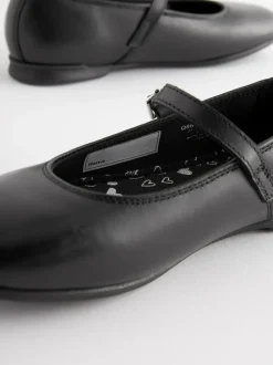 Matt Black Wide Fit (G) Leather Mary Jane School Shoes