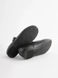 Matt Black Wide Fit (G) Leather Mary Jane School Shoes