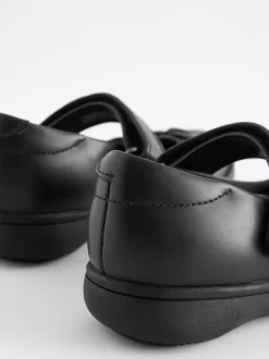 Matt Black Wide Fit (G) School Junior Butterfly Mary Jane Shoes