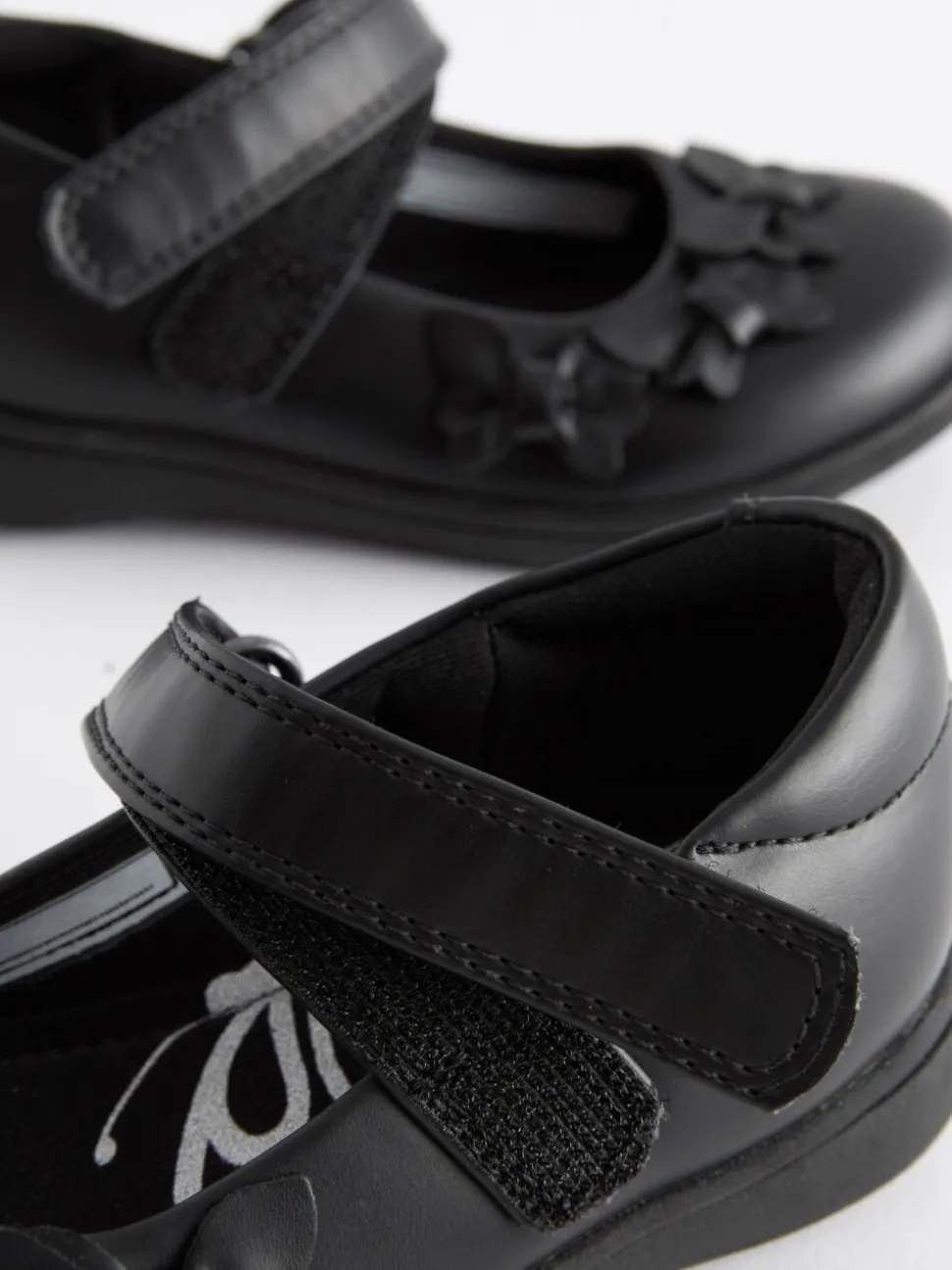 Matt Black Wide Fit (G) School Junior Butterfly Mary Jane Shoes