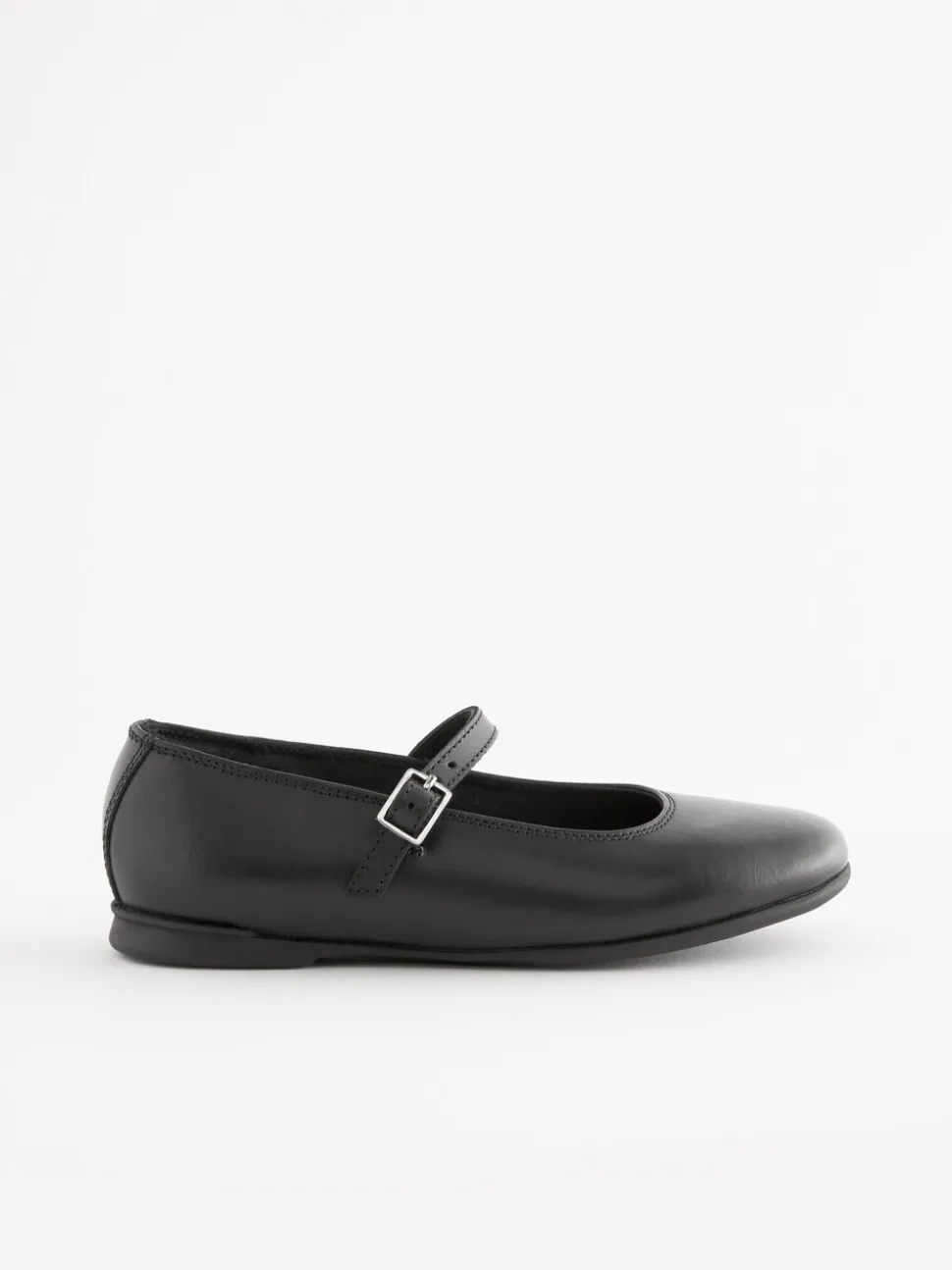 Matt Black Narrow Fit (E) Leather Mary Jane School Shoes