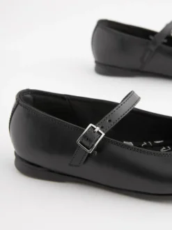 Matt Black Narrow Fit (E) Leather Mary Jane School Shoes