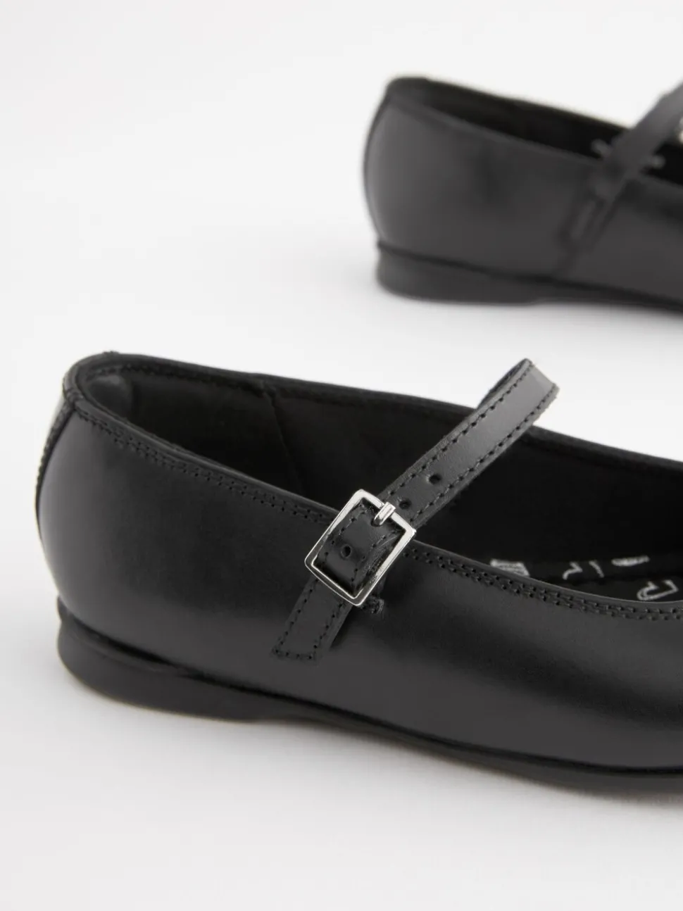 Matt Black Narrow Fit (E) Leather Mary Jane School Shoes