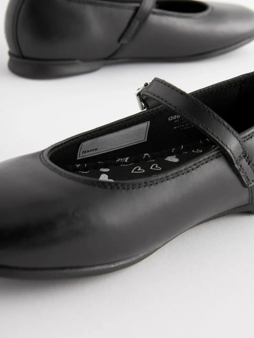 Matt Black Narrow Fit (E) Leather Mary Jane School Shoes