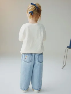 Mid Blue Floral Embroidered Jeans (3mths-7yrs)