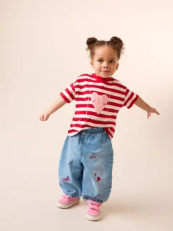 Mid Blue Galentines Embroidered Jeans (3mths-7yrs)