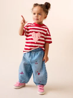 Mid Blue Galentines Embroidered Jeans (3mths-7yrs)