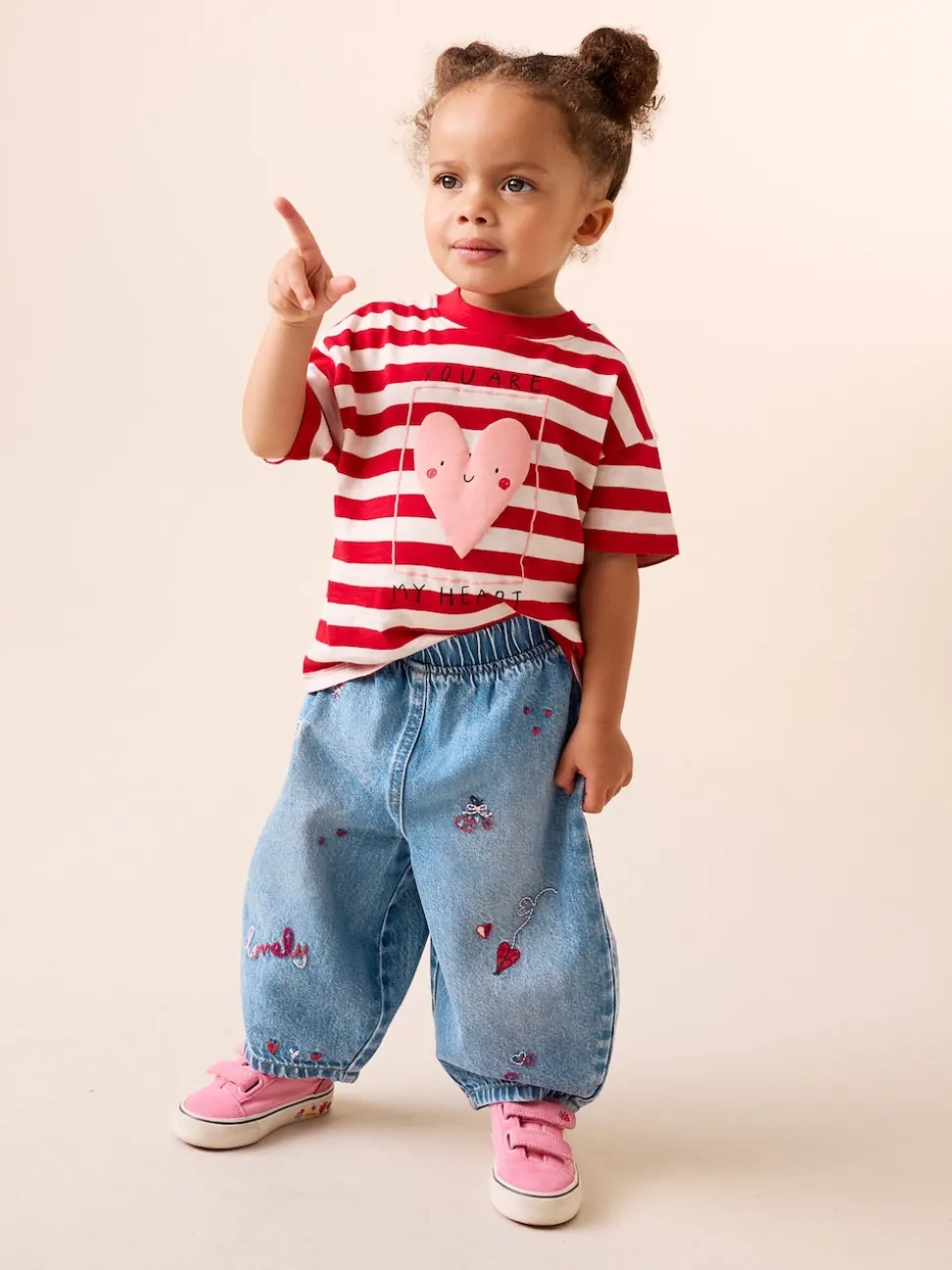 Mid Blue Galentines Embroidered Jeans (3mths-7yrs)
