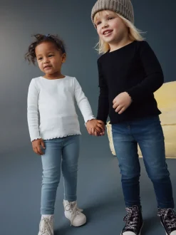 Mid Blue/Light Blue Denim 2 Pack Elasticated Waist Jeggings (3mths-7yrs)