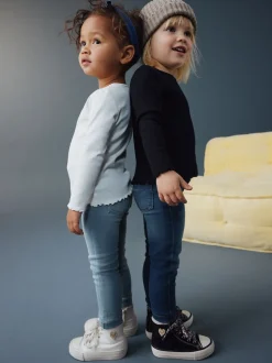 Mid Blue/Light Blue Denim 2 Pack Elasticated Waist Jeggings (3mths-7yrs)