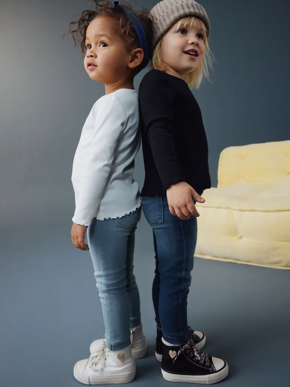 Mid Blue/Light Blue Denim 2 Pack Elasticated Waist Jeggings (3mths-7yrs)