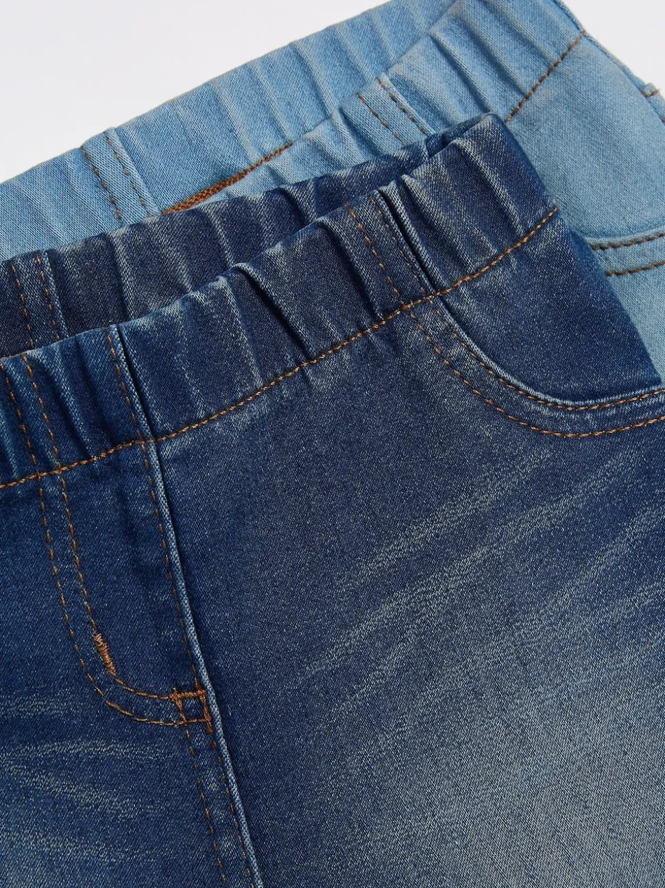 Mid Blue/Light Blue Denim 2 Pack Elasticated Waist Jeggings (3mths-7yrs)
