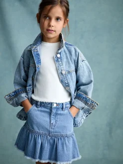 Mid Blue Cotton Skirt (3-16yrs)