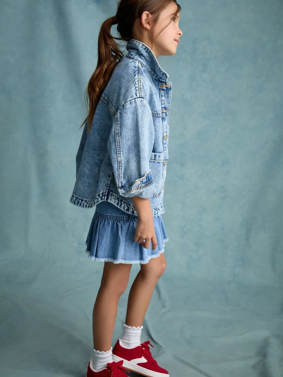 Mid Blue Cotton Skirt (3-16yrs)