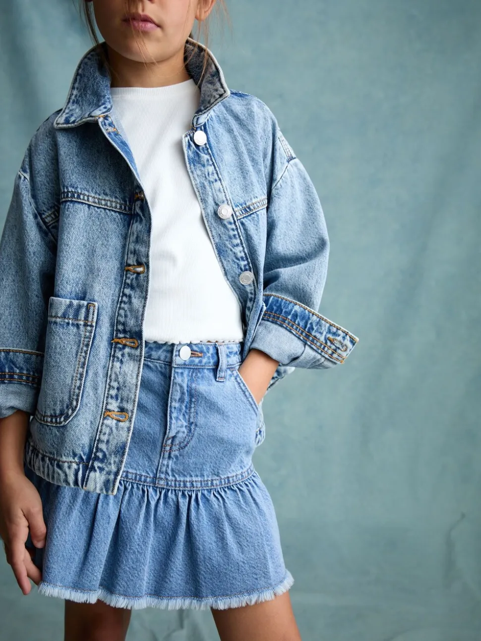 Mid Blue Cotton Skirt (3-16yrs)