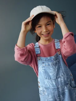 Mid Blue Daisy Printed Dungaree (3-16yrs)