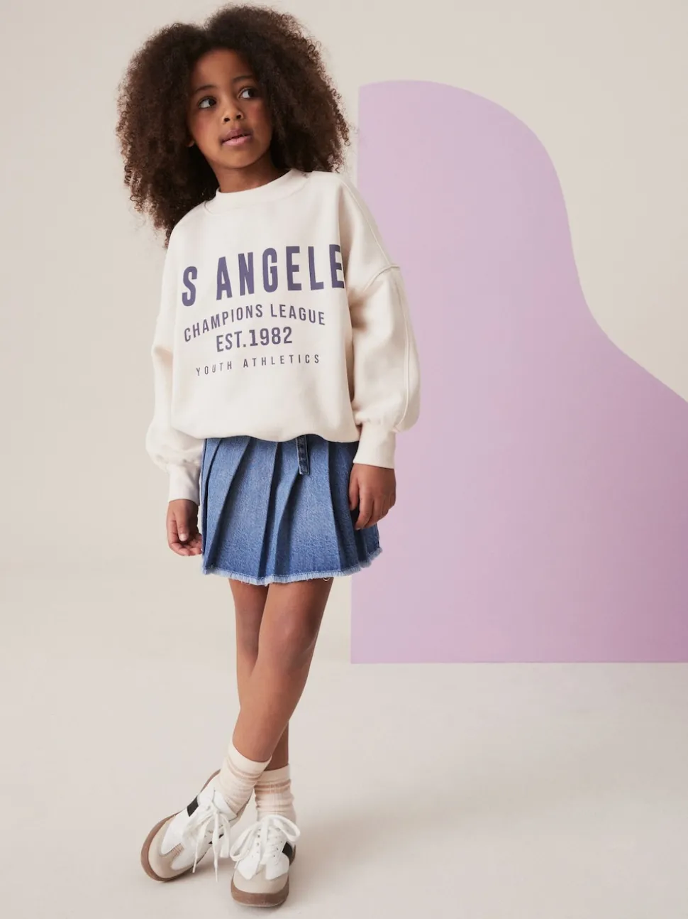 Mid Blue Denim Pleated Skirt (3-16yrs)
