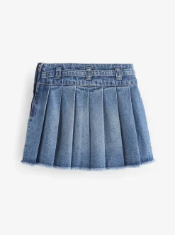 Mid Blue Denim Pleated Skirt (3-16yrs)