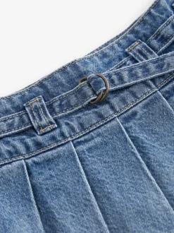 Mid Blue Denim Pleated Skirt (3-16yrs)